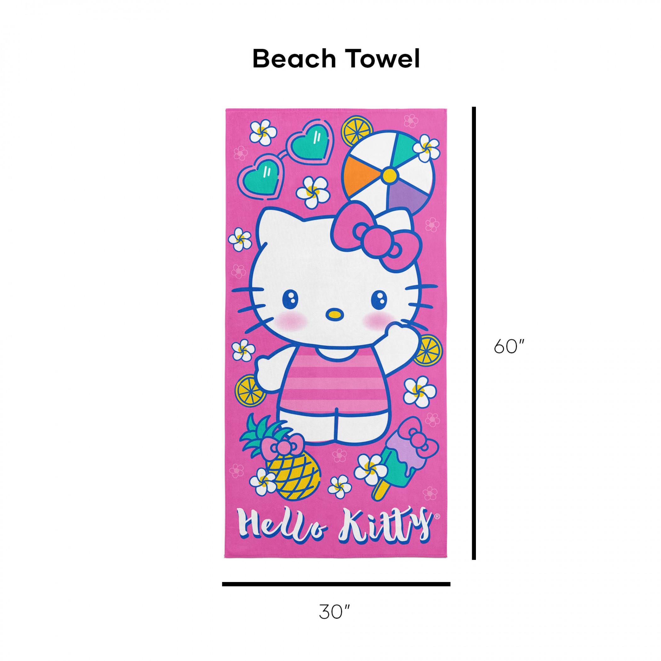 Hello Kitty Sanrio Vacay Kitty 30"x60" Microfiber Beach Towel